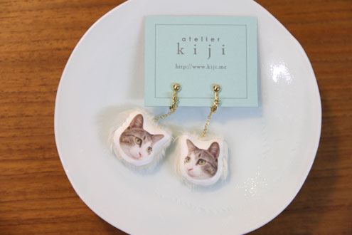 kiji猫フェイス クッションイヤリング kiji猫フェイス クッションイヤリング
